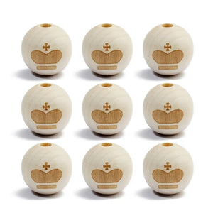 20pc 20mm Natural Wood Beads Smiling Face Heart Crown Star Baby Teether
