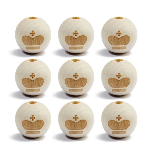 20pc 20mm Natural Wood Beads Smiling Face Heart Crown Star Baby Teether