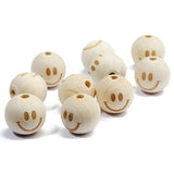 20pc 20mm Natural Wood Beads Smiling Face Heart Crown Star Baby Teether