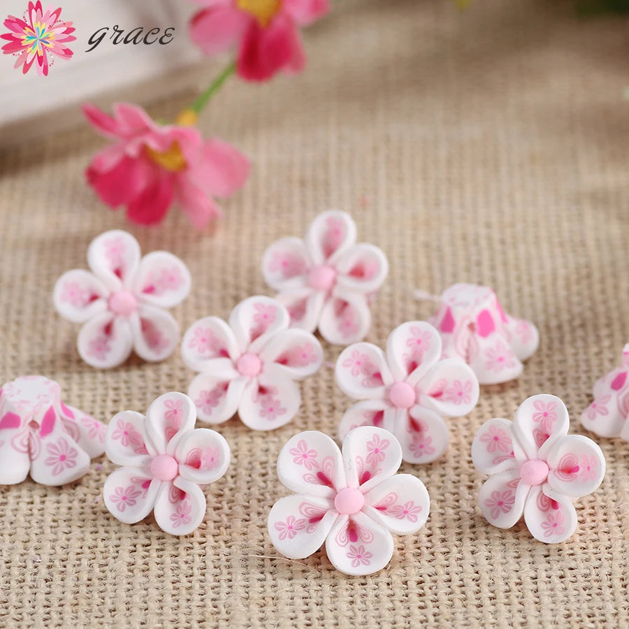 20pc 23mm Polymer Clay Flowers Beads Vintage Earrings Necklace Ornament