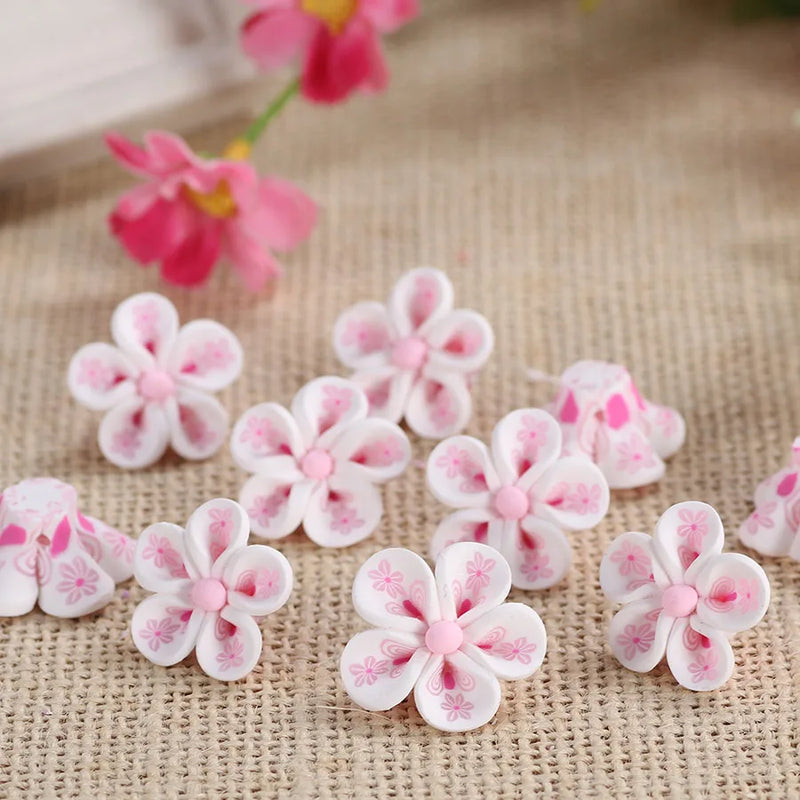 20pc 23mm Polymer Clay Flowers Beads Vintage Earrings Necklace Ornament
