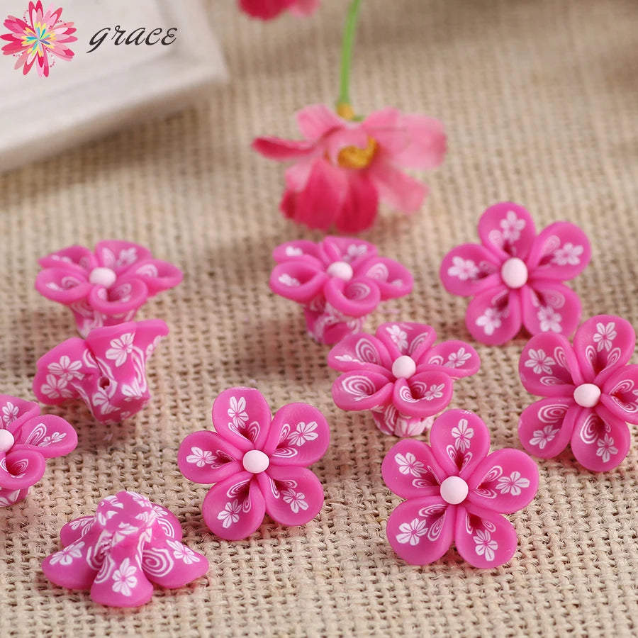 20pc 23mm Polymer Clay Flowers Beads Vintage Earrings Necklace Ornament