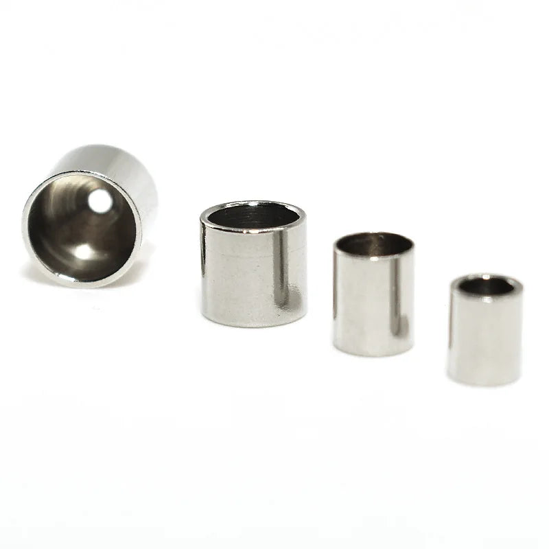 20pc Stainless Steel Column End Caps 3-8mm Hole Bead DIY Leather Cord Jewelry