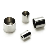 20pc Stainless Steel Column End Caps 3-8mm Hole Bead DIY Leather Cord Jewelry