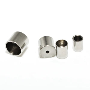 20pc Stainless Steel Column End Caps 3-8mm Hole Bead DIY Leather Cord Jewelry