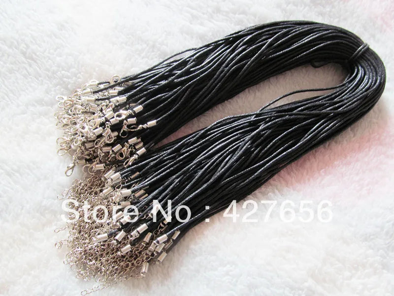 20pcs 1.5mm Wax Cotton Necklace Cord with Clasp and Extender Chain