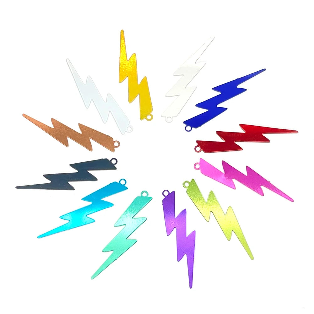 20pcs 10*37mm Lightning Charms Colorful DIY Accessories Metal C9509