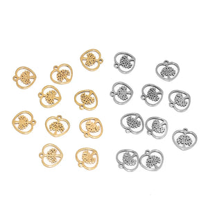 20pcs 10mm Stainless Steel Tree Heart Charms for DIY Jewelry Making