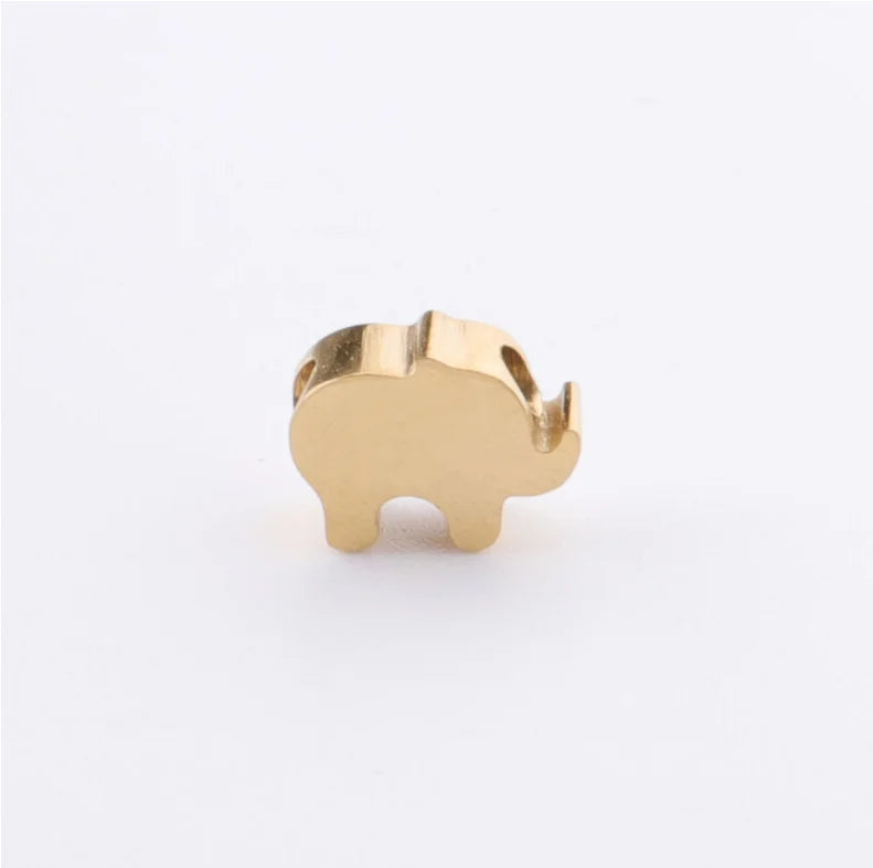 20pcs 10mm Elephant Pattern Stainless Steel Spacer Beads for DIY Necklace