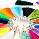 Silk Tassel Brush Metal Caps Earrings Tassel Charms Pendant DIY Jewelry
