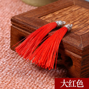 Silk Tassel Brush Metal Caps Earrings Tassel Charms Pendant DIY Jewelry