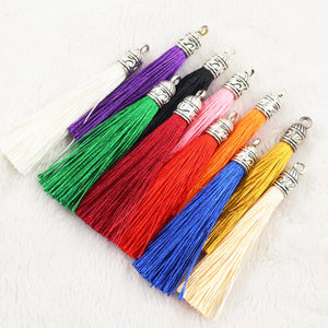 Silk Tassel Brush Metal Caps Earrings Tassel Charms Pendant DIY Jewelry