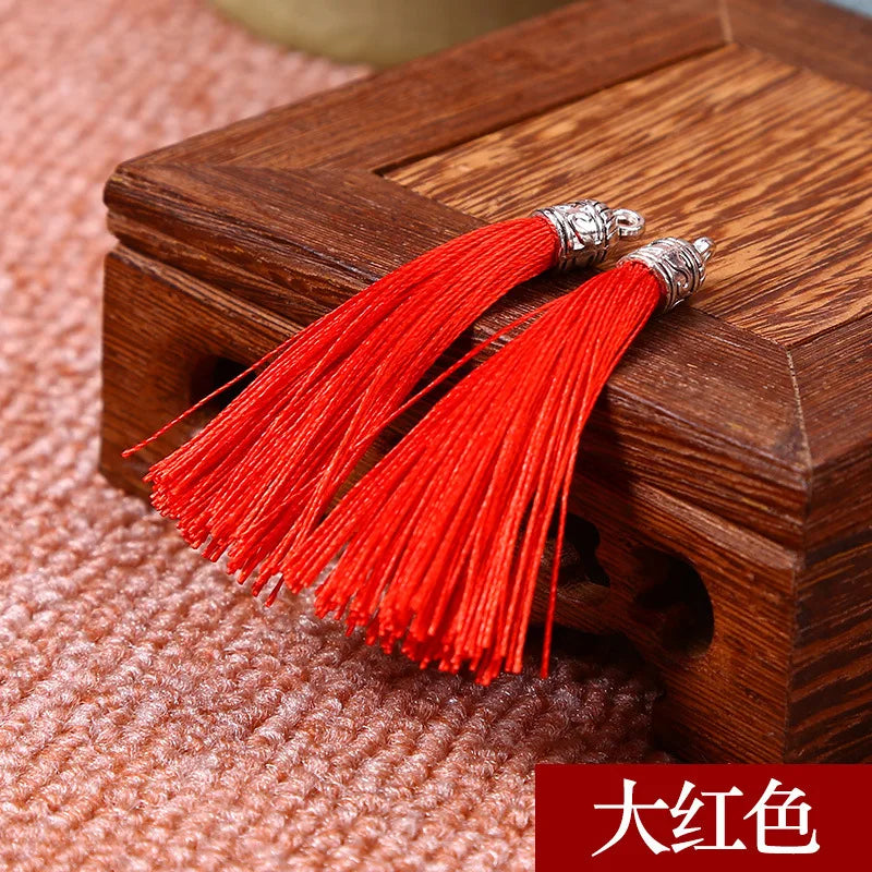 Silk Tassel Brush Metal Caps Earrings Tassel Charms Pendant DIY Jewelry