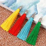 Silk Tassel Brush Metal Caps Earrings Tassel Charms Pendant DIY Jewelry