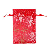 20pcs Christmas Stamping Organza Bag Drawstring Tie Gift Packaging