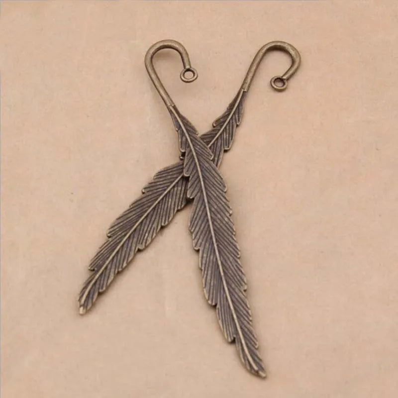 20pcs Feather Shape Metal Alloy Bookmark