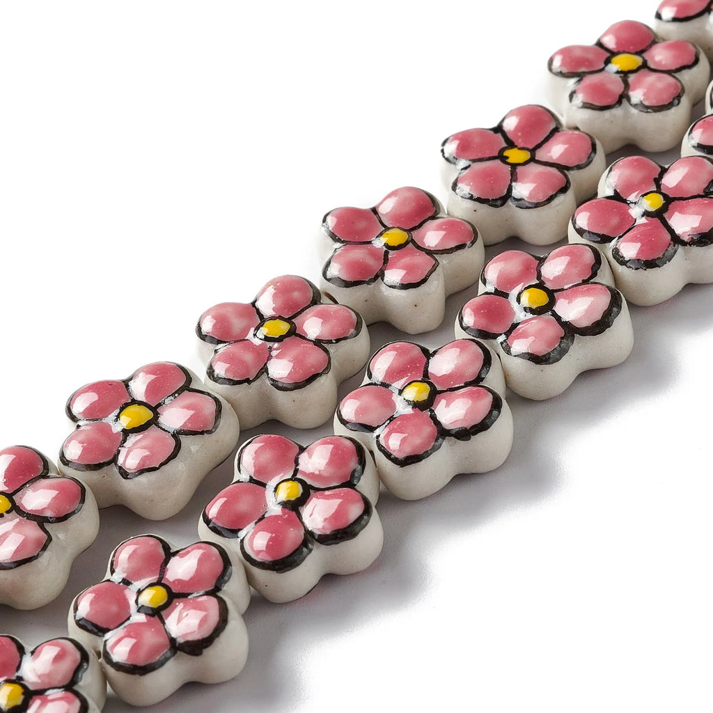 20pcs Daisy Ceramic Spacer Loose Beads for Jewelry Making