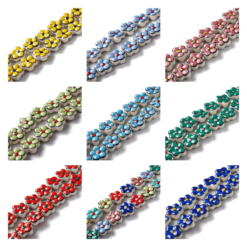 20pcs Daisy Ceramic Spacer Loose Beads for Jewelry Making