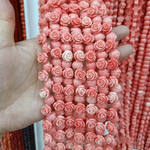 20pcs 12mm Pink Rose Flower Coral Beads DIY Spacer Artificial Corals Bead