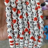 20pcs 12mm Red Heart I LOVE Ceramic Beads DIY Jewelry Making Bracelet