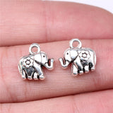 20pcs Flower Elephant Charms for Jewelry Making Antique Silver Bronze Plated
