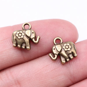20pcs Flower Elephant Charms for Jewelry Making Antique Silver Bronze Plated