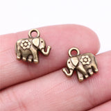 20pcs Flower Elephant Charms for Jewelry Making Antique Silver Bronze Plated
