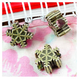 20pcs Snowflake 4MM Hole Bead Bronze Charms for Jewelry Making