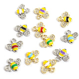 20pcs Small Enamel Bee Charms Rhinestone Craft Accessories