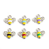 20pcs Small Enamel Bee Charms Rhinestone Craft Accessories