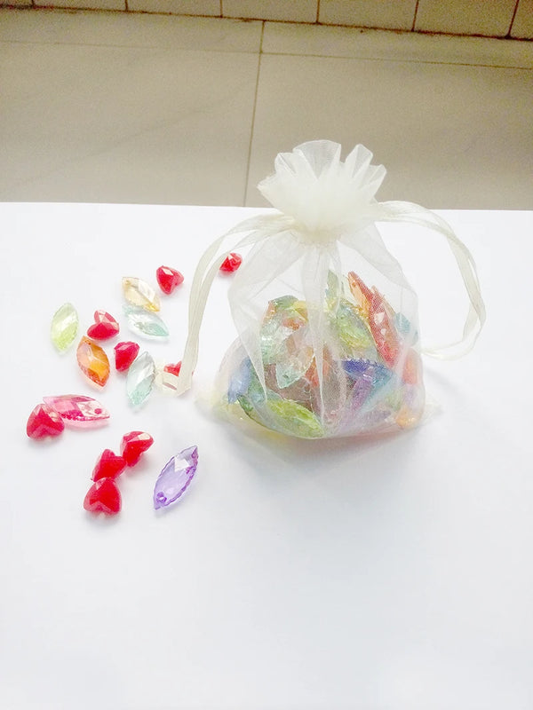 20pcs 13*18 Beige Organza Bags with Handles for Jewelry/Wedding/Christmas/Birthd