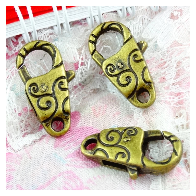 20pcs Antique Bronze Key Chain Charms Lobster Clasp DIY Jewelry Findings