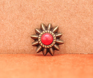 20pcs 13mm Brass Ethnic Floral Star Red Turquoise Conchos Rivet Stud Fastener