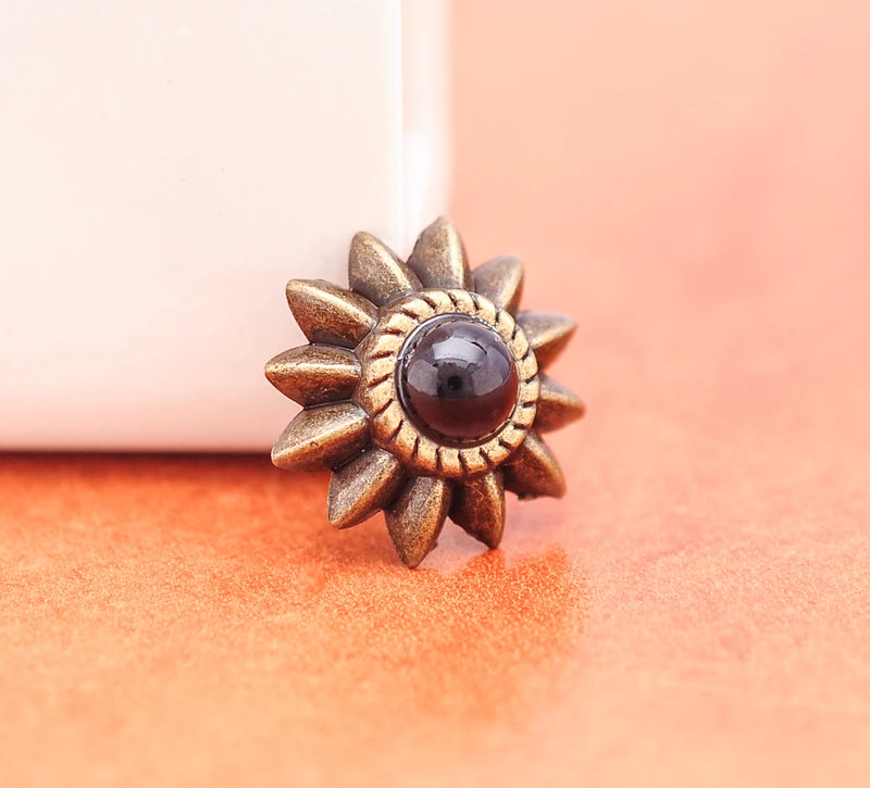 20pcs 13mm Brass Ethnic Floral Star Red Turquoise Conchos Rivet Stud Fastener