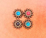 20pcs 13mm Brass Ethnic Floral Star Red Turquoise Conchos Rivet Stud Fastener