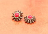 20pcs 13mm Brass Ethnic Floral Star Red Turquoise Conchos Rivet Stud Fastener