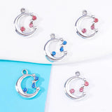 20pcs Alloy Moon Zircon Charm for DIY Jewelry