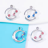 20pcs Alloy Moon Zircon Charm for DIY Jewelry