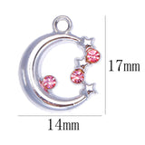 20pcs Alloy Moon Zircon Charm for DIY Jewelry