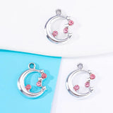 20pcs Alloy Moon Zircon Charm for DIY Jewelry