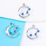 20pcs Alloy Moon Zircon Charm for DIY Jewelry
