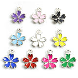20pcs Mixed Color Enamel Flower Charms for DIY Jewelry Making Pendants