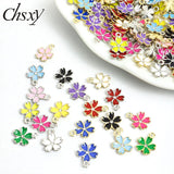 20pcs Mixed Color Enamel Flower Charms for DIY Jewelry Making Pendants