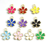 20pcs Mixed Color Enamel Flower Charms for DIY Jewelry Making Pendants