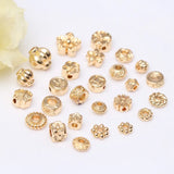 20pcs 14K Plated Copper Round Flower End Beads Caps Mix Spacer Beads