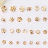 20pcs 14K Plated Copper Round Flower End Beads Caps Mix Spacer Beads
