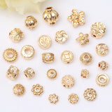 20pcs 14K Plated Copper Round Flower End Beads Caps Mix Spacer Beads