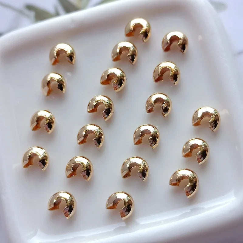 20pcs 14k Plated Crimp Beads 3mm 4mm End Beads Jewelry Findings