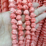 20pcs 14x12mm Pink Smiling Buddha Coral Beads DIY Spacer Bead for Bracelet
