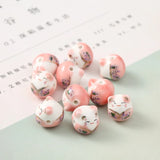 20pcs Lucky Cat Ceramic Beads DIY Spacer for Jewelry Making 14x15mm